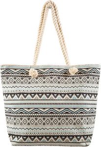 Beach Bag Womens Large Summer Canvas Tote Bags Rope Handle Aztec Pattern Airee Fairee