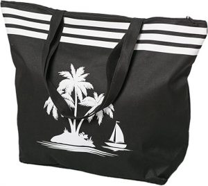 Beach Bag Womens Large Summer Canvas Tote Bags Zip Closure 50 x 38 x 16 cm Palm Tree Pattern Airee Fairee