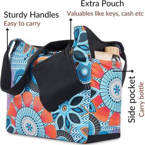 Floral Fabric Canvas Tote Bags for Women with Zip Closure