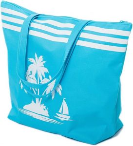 Beach Bag Womens Large Summer Canvas Tote Bags Zip Closure 50 x 38 x 16 cm Palm Tree Pattern Airee Fairee (2)