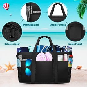 JUYANO Large Beach Bag Women Summer Tote Holiday Shopper Extra Large Shoulder Bag with Zipper Family Beach Bag for Holiday Shopping Yoga Pool Travel