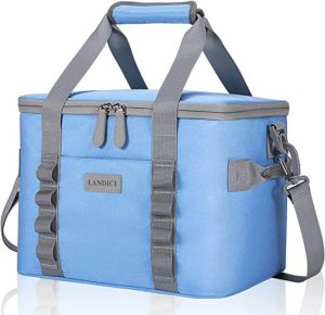 LANDICI Cooler Bag Insulated 24 Can (16L), Collapsible Small Cool Bag Cooling Box, Large Portable Lunch Bag for Work Men Women, Soft Sided Cooler Box Freezer Bag for PicnicCampingBeach, Blue