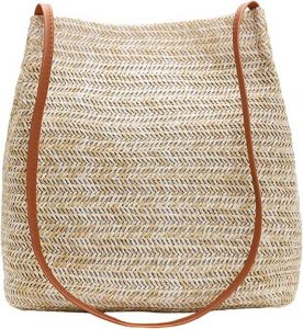 LucyneSwayne Straw Bucket Bag Small Woven Totes Bags Shoulder Bag for Women Girls Summer Beach Rattan Straw Handbags