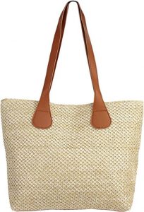 MEGAUK Women Vacation Style Tote Bag Large Capacity Beach Bag Straw Woven Shopping Handbag