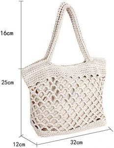 Millya Women Handmade Straw Tote Bag Woven Crochet Top-handle Bag Vacation Beach Handbag