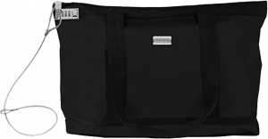 Vaultz Locking Zipper Tote Bag, Water Resistant Nylon, 5.x 19.90 x 13.4 Inches, Black (VZ00678)